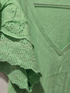 V neck Ruffle Shoulder Top