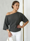 Wide Neck Polka Dot Top
