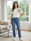 3D embroidery Flower oversizd top