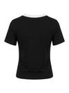 V neck black & white top