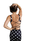 Padded Italian Backless Polka Dot Dress with side slit