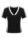 V neck black & white top