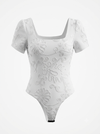 White embroidery bodysuit