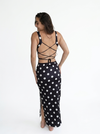 Padded Italian Backless Polka Dot Dress with side slit