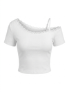 "09" one shoulder white cotton top