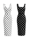 Padded Italian Backless Polka Dot Dress with side slit