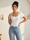 White embroidery bodysuit