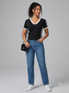 V neck black & white top