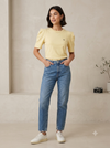 Yellow ruffled shoulder Top