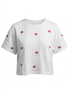 Mini Red on white oversized cotton top