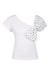 Papillion shoulder white cotton top