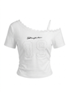 "09" one shoulder white cotton top