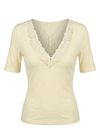 Butter Yellow Dantelle V neck Cotton Top