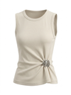 Light beige accessorized Top