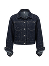 Denim Cropped Glittery Dark Wash Jacket